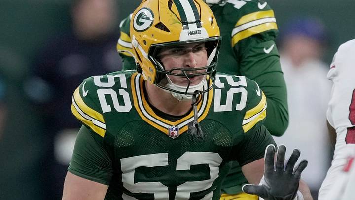 Jager Burton will start at left guard for the Packers against the Falcons.