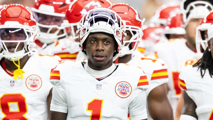 Xavier Worthy left the Chiefs' opener against the Chargers in the first quarter.