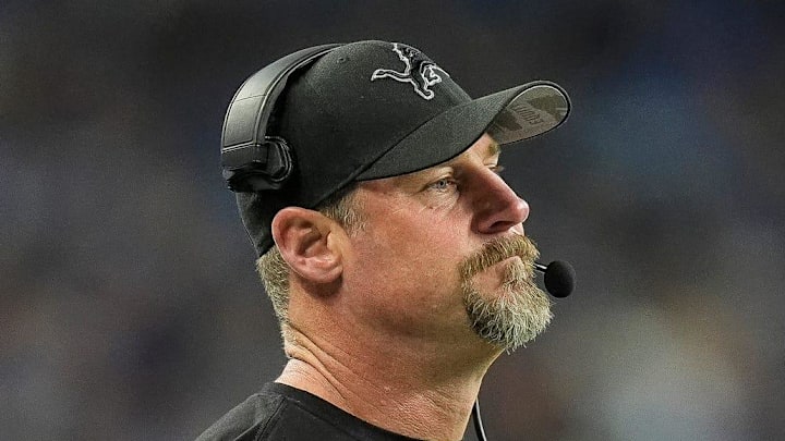 Detroit Lions head coach Dan Campbell during the playoff game against the Commanders