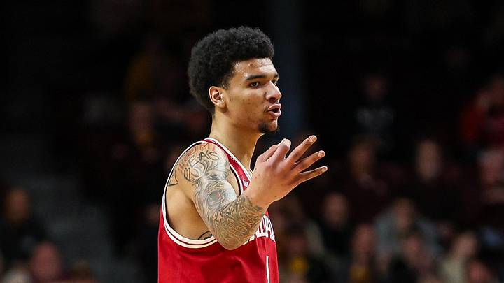 Indiana Hoosiers center Kel'el Ware (1) celebrates his three-point basket against the Minnesota Golden Gophers during the second half at Williams Arena on March 6, 2024.