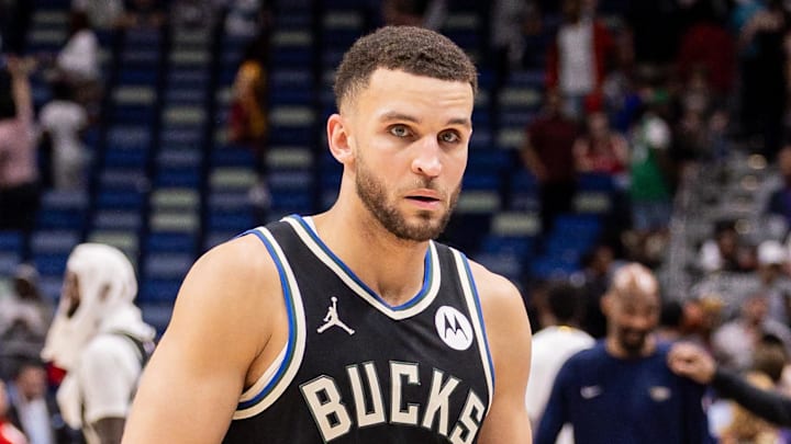 Milwaukee Bucks forward Pete Nance (35) walks off the court after a win against the New Orleans Pelicans at Smoothie King Center on February 20, 2026.