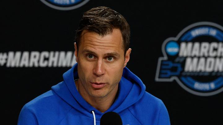 Mar 26, 2026; Washington, DC, USA; Duke Blue Devils head coach Jon Scheyer speaks with the media during a press conference ahead of the east regional of the men's 2026 NCAA Tournament at Capital One Arena. Mandatory Credit: Geoff Burke-Imagn Images Mar 26, 2026; Washington, DC, USA; Duke Blue Devils head coach Jon Scheyer speaks with the media during a press conference ahead of the east regional of the men's 2026 NCAA Tournament at Capital One Arena. Mandatory Credit: Geoff Burke-Imagn Images