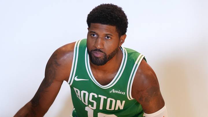 Sep 28, 2026; Boston, MA, USA; Boston Celtics forward Paul George (13) during media day at Auerbach Center. Mandatory Credit: David Butler II-Imagn Images
