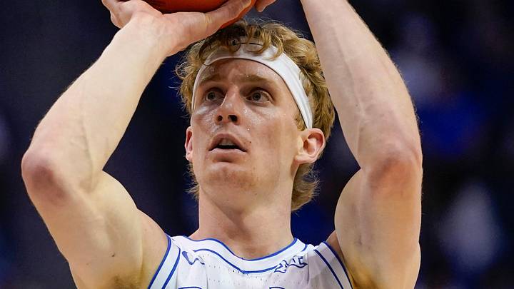 Feb 7, 2026; Provo, Utah, USA; BYU Cougars guard Richie Saunders (15) takes a free throw during the first half  against the Houston Cougars at Marriott Center. Mandatory Credit: Aaron Baker-Imagn Images