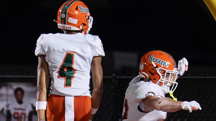 Frederick Douglass' Kaden John (4) and Thurman Wade (2) celebrate a touchdown this season. The Frederick Douglass Broncos have methodically worked their way into the No. 2 slot of the Top 25 Rankings. Frederick Douglass' Kaden John (4) and Thurman Wade (2) celebrate a touchdown this season. The Frederick Douglass Broncos have methodically worked their way into the No. 2 slot of the Top 25 Rankings.