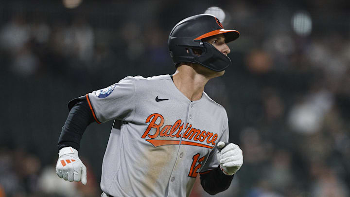 Baltimore Orioles right fielder Dylan Beavers (12) Baltimore Orioles right fielder Dylan Beavers (12)