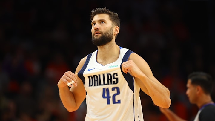 Oct 26, 2024; Phoenix, Arizona, USA; Dallas Mavericks forward Maxi Kleber (42) against the Phoenix Suns at Footprint Center. Mandatory Credit: Mark J. Rebilas-Imagn Images