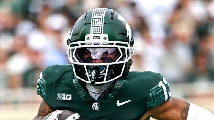 Michigan State's Chrishon McCray runs a reverse against Youngstown State during the second quarter on Saturday, Sept. 13, 2025, at Spartan Stadium in East Lansing. Michigan State's Chrishon McCray runs a reverse against Youngstown State during the second quarter on Saturday, Sept. 13, 2025, at Spartan Stadium in East Lansing.