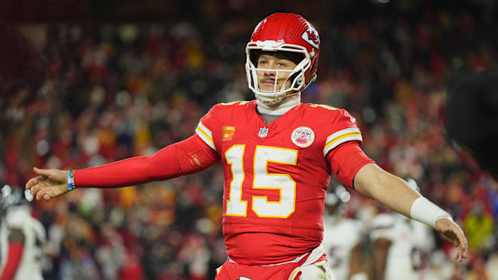Kansas City Chiefs quarterback Patrick Mahomes reacts to a play. Kansas City Chiefs quarterback Patrick Mahomes reacts to a play.