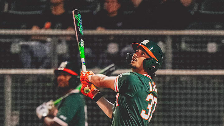 Miami freshman catcher Alonzo Alverez with his first home run of the season against Indiana State 