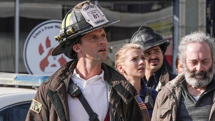 CHICAGO FIRE -- "Devil's Bargain" Episode 605 -- Pictured: (l-r) David Eigenberg as Christopher Hermann, Jesse Spencer as Matthew Casey, Kara Killmer as Sylvie Brett, Yuri Sardarov as Otis CHICAGO FIRE -- "Devil's Bargain" Episode 605 -- Pictured: (l-r) David Eigenberg as Christopher Hermann, Jesse Spencer as Matthew Casey, Kara Killmer as Sylvie Brett, Yuri Sardarov as Otis