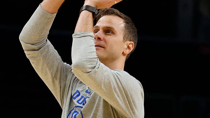 Mar 26, 2026; Washington, DC, USA; Duke Blue Devils head coach Jon Scheyer shoots a ball during a practice session ahead of the east regional of the men's 2026 NCAA Tournament at Capital One Arena. Mandatory Credit: Geoff Burke-Imagn Images Mar 26, 2026; Washington, DC, USA; Duke Blue Devils head coach Jon Scheyer shoots a ball during a practice session ahead of the east regional of the men's 2026 NCAA Tournament at Capital One Arena. Mandatory Credit: Geoff Burke-Imagn Images