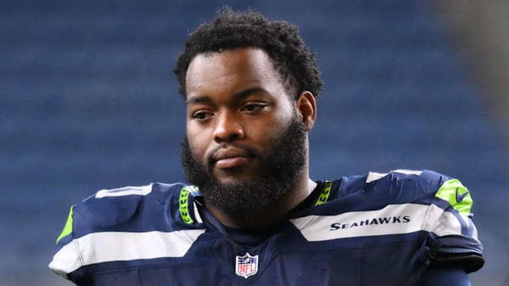 Seattle Seahawks guard Anthony Bradford (70) walks off the field