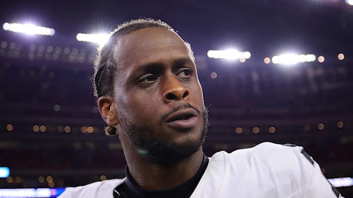 Geno Smith of the Las Vegas Raiders looks unhappy