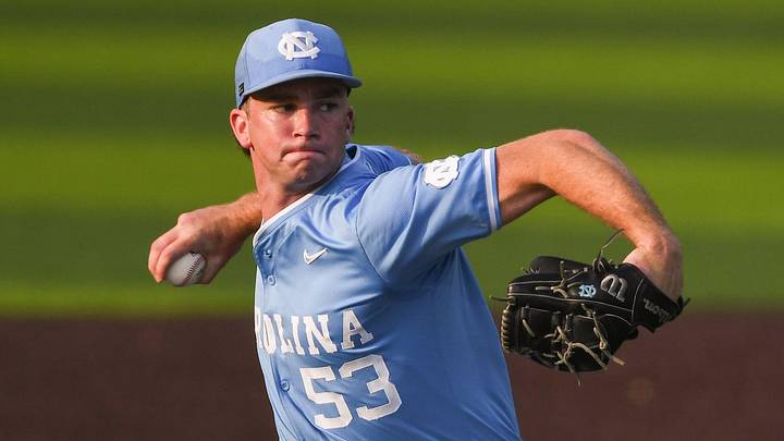 UNC baseball pitcher Ryan Lynch (53) during a start at Duke on Friday, April 24, 2026.