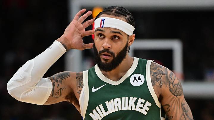 Jan 23, 2025; Milwaukee, Wisconsin, USA; Milwaukee Bucks guard Gary Trent Jr. (5) looks on in the third quarter against the Miami Heat at Fiserv Forum. Mandatory Credit: Benny Sieu-Imagn Images