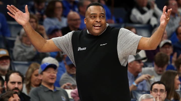 Feb 11, 2024; Memphis, Tennessee, USA; Tulane Green Wave head coach Ron Hunter reacts during the second half against the Memphis Tigers at FedExForum Feb 11, 2024; Memphis, Tennessee, USA; Tulane Green Wave head coach Ron Hunter reacts during the second half against the Memphis Tigers at FedExForum
