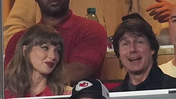 Sep 14, 2026; Kansas City, Missouri, USA;  Taylor Swift and Tom Cruise watch the game at GEHA Field at Arrowhead Stadium.  Mandatory Credit: Jay Biggerstaff-Imagn Images