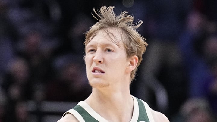 Milwaukee Bucks guard AJ Green (20) reacts after making a three point shot in the second half against the Detroit Pistons at Fiserv Forum on December 3, 2025.