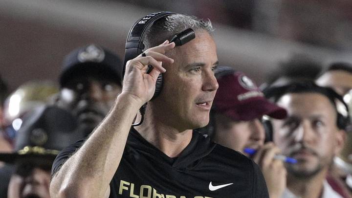 Oct 4, 2025; Tallahassee, Florida, USA; Florida State Seminoles head coach Mike Norvell during the first half against the Miami Hurricanes at Doak S. Campbell Stadium. Mandatory Credit: Melina Myers-Imagn Images Oct 4, 2025; Tallahassee, Florida, USA; Florida State Seminoles head coach Mike Norvell during the first half against the Miami Hurricanes at Doak S. Campbell Stadium. Mandatory Credit: Melina Myers-Imagn Images