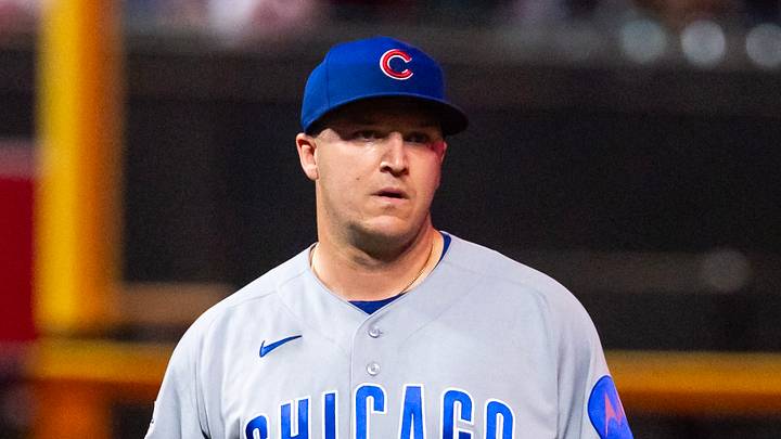 Aug 25, 2026; Phoenix, Arizona, USA; Chicago Cubs pitcher Jacob Webb reacts after giving up a walk off home run against the Arizona Diamondbacks at Chase Field. Mandatory Credit: Mark J. Rebilas-Imagn Images Aug 25, 2026; Phoenix, Arizona, USA; Chicago Cubs pitcher Jacob Webb reacts after giving up a walk off home run against the Arizona Diamondbacks at Chase Field. Mandatory Credit: Mark J. Rebilas-Imagn Images