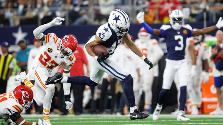 Dallas Cowboys running back Malik Davis runs past Kansas City Chiefs safety Chamarri Conner for a touchdown at AT&T Stadium Dallas Cowboys running back Malik Davis runs past Kansas City Chiefs safety Chamarri Conner for a touchdown at AT&T Stadium