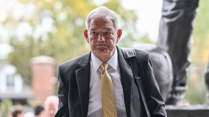 Oct 18, 2025; Iowa City, Iowa, USA; Iowa Hawkeyes head coach Kirk Ferentz enters Kinnick Stadium before the game against the Penn State Nittany Lions. Mandatory Credit: Jeffrey Becker-Imagn Images Oct 18, 2025; Iowa City, Iowa, USA; Iowa Hawkeyes head coach Kirk Ferentz enters Kinnick Stadium before the game against the Penn State Nittany Lions. Mandatory Credit: Jeffrey Becker-Imagn Images