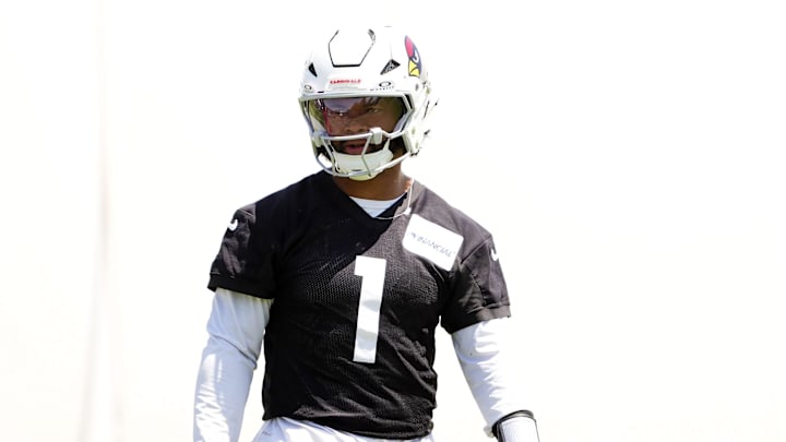 Arizona Cardinals quarterback Kyler Murray (1) during organized team practice at the Arizona Cardinals training center in Tempe on May 28, 2025. Arizona Cardinals quarterback Kyler Murray (1) during organized team practice at the Arizona Cardinals training center in Tempe on May 28, 2025.