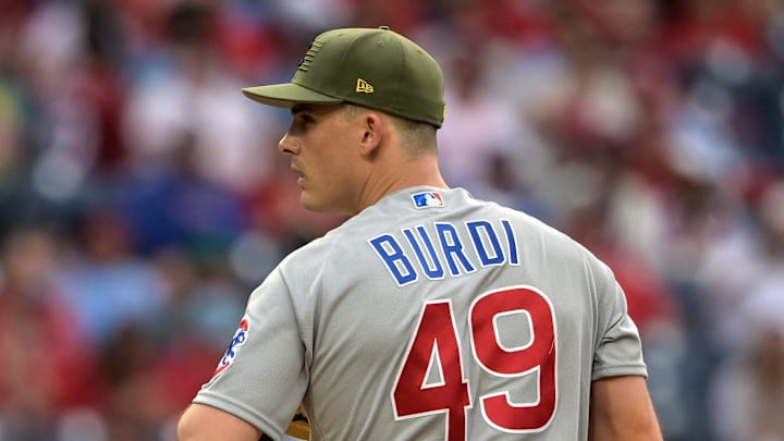 May 20, 2023; Philadelphia, Pennsylvania, USA; Chicago Cubs relief pitcher Nick Burdi (49) pitches in the eighth inning against the Philadelphia Phillies at Citizens Bank Park. The Phillies won 12-3 May 20, 2023; Philadelphia, Pennsylvania, USA; Chicago Cubs relief pitcher Nick Burdi (49) pitches in the eighth inning against the Philadelphia Phillies at Citizens Bank Park. The Phillies won 12-3