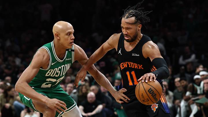 Oct 23, 2026; Boston, Massachusetts, USA; New York Knicks guard Jalen Brunson (11) drives by Boston Celtics guard Jordan Walsh (27) during the second quarter at TD Garden. Mandatory Credit: Winslow Townson-Imagn Images Oct 23, 2026; Boston, Massachusetts, USA; New York Knicks guard Jalen Brunson (11) drives by Boston Celtics guard Jordan Walsh (27) during the second quarter at TD Garden. Mandatory Credit: Winslow Townson-Imagn Images