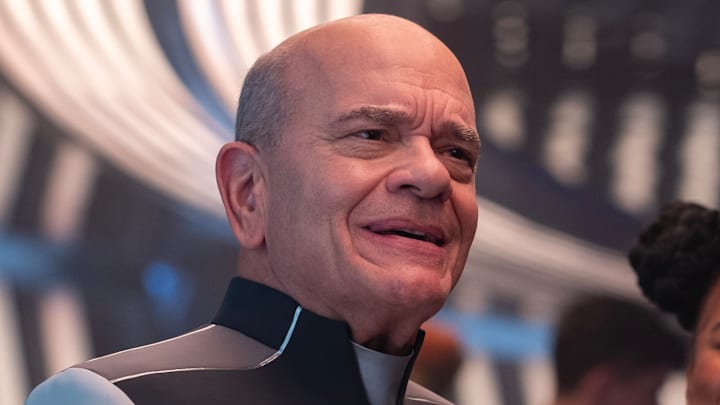 L-R: Robert Picardo as The Doctor, Kerrice Brooks as Sam and Bella Shepard as Genesis in season 1 , episode 1 of Star Trek: Starfleet Academy streaming on Paramount+. Photo Credit: Brooke Palmer/Paramount+
