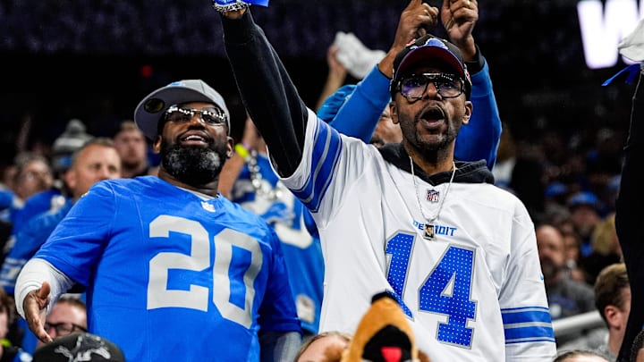 Detroit Lions fans cheer on against Green Bay Packers.