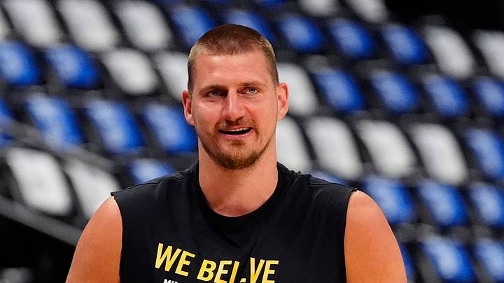 Apr 19, 2025; Denver, Colorado, USA; Denver Nuggets center Nikola Jokic (15) before the game against the LA Clippers at Ball Arena. Mandatory Credit: Ron Chenoy-Imagn Images