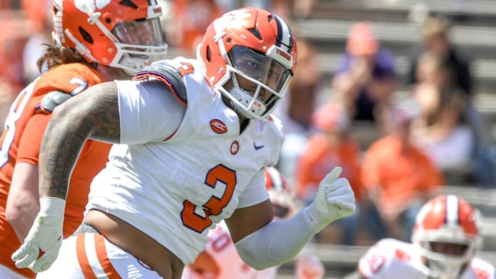 Clemson defensive end T.J. Parker (3) during the Spring football game in Clemson, S.C. Saturday, April 6, 2024.