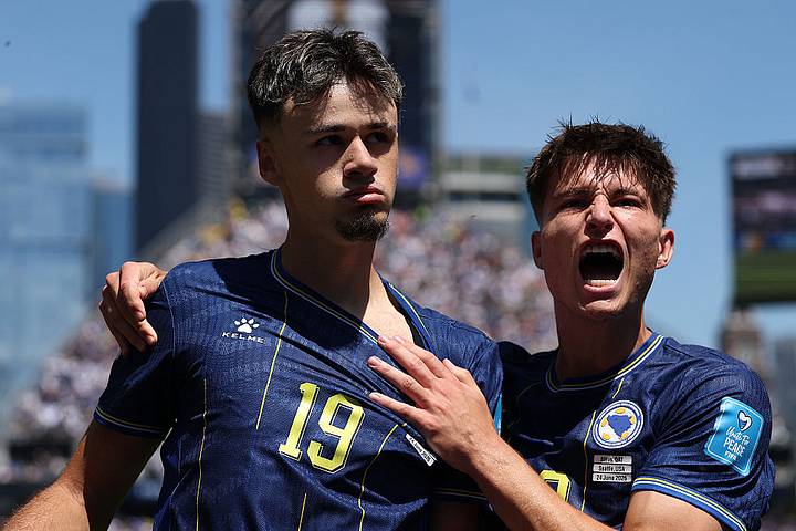 Bosnia players celebrating