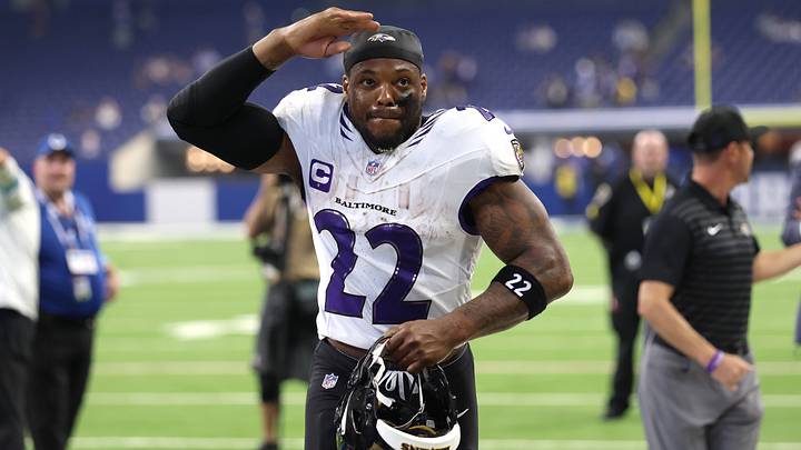 Sep 13, 2026; Indianapolis, Indiana, USA;  Baltimore Ravens running back Derrick Henry (22) comes off the field after the game against the Indianapolis Colts at Lucas Oil Stadium.  Mandatory Credit: Trevor Ruszkowski-Imagn Images