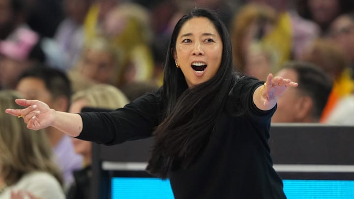 Jun 29, 2025; San Francisco, California, USA; Golden State Valkyries head coach Natalie Nakase yells during the second quarter against the Seattle Storm at Chase Center. Mandatory Credit: Darren Yamashita-Imagn Images Jun 29, 2025; San Francisco, California, USA; Golden State Valkyries head coach Natalie Nakase yells during the second quarter against the Seattle Storm at Chase Center. Mandatory Credit: Darren Yamashita-Imagn Images