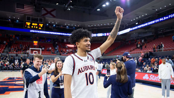Auburn Tigers forward Chad Baker-Mazara celebrates victory as Auburn Tigers take on Oklahoma Sooners. Auburn Tigers forward Chad Baker-Mazara celebrates victory as Auburn Tigers take on Oklahoma Sooners.