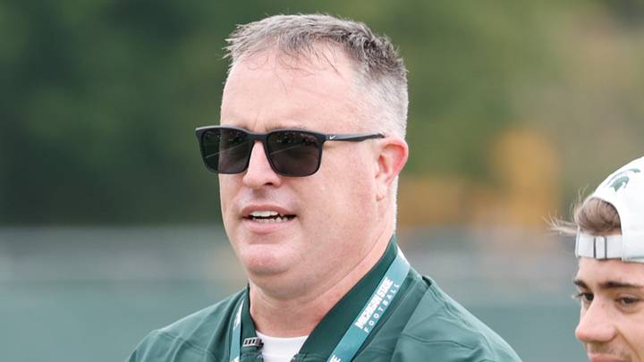 Michigan State head coach Pat Fitzgerald observes practice during the first day of training camp on Thursday, August 6, 2026. Michigan State head coach Pat Fitzgerald observes practice during the first day of training camp on Thursday, August 6, 2026.