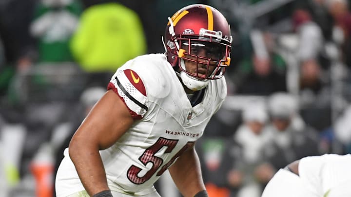 Nov 14, 2024; Philadelphia, Pennsylvania, USA; Washington Commanders linebacker Bobby Wagner (54) against the Philadelphia Eagles at Lincoln Financial Field. Mandatory Credit: Eric Hartline-Imagn Images