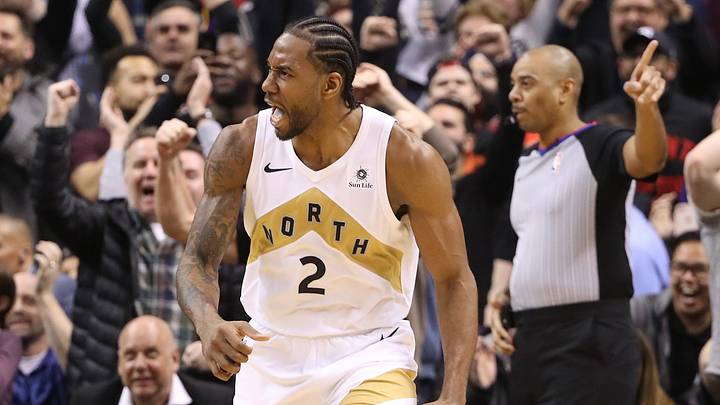 Mar 1, 2019; Toronto, Ontario, CAN; Toronto Raptors forward Kawhi Leonard (2) celebrates after scoring the game-winning basket in the fourth quarter against the Portland Trail Blazers at Scotiabank Arena. The Raptors beat the Trail Blazers 119-117. Mandatory Credit: Tom Szczerbowski-USA TODAY Sports Mar 1, 2019; Toronto, Ontario, CAN; Toronto Raptors forward Kawhi Leonard (2) celebrates after scoring the game-winning basket in the fourth quarter against the Portland Trail Blazers at Scotiabank Arena. The Raptors beat the Trail Blazers 119-117. Mandatory Credit: Tom Szczerbowski-USA TODAY Sports