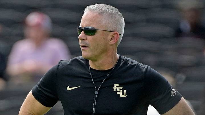 Oct 3, 2026; Tallahassee, Florida, USA;  Florida State Seminoles head coach Mike Norvell before the game against the Virginia Cavaliers at Doak S. Campbell Stadium.  Mandatory Credit: Melina Myers-Imagn Images