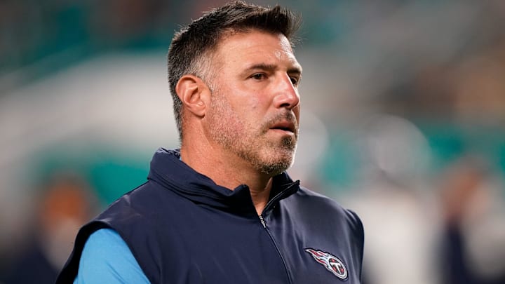 Tennessee Titans head coach Mike Vrabel before a game against the Miami Dolphins at Hard Rock Stadium in Miami, Fla., Monday, Dec. 11, 2023.