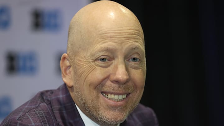 Oct 9, 2025; Rosemont, IL, USA; UCLA head coach Mick Cronin speaks during Big Ten Men’s Basketball Media Days at the Donald E. Stephens Convention Center. Mandatory Credit: Talia Sprague-Imagn Images