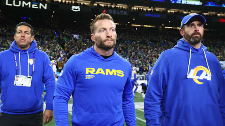 Jan 25, 2026; Seattle, WA, USA; Los Angeles Rams head coach Sean McVay walks on field after the 2026 NFC Championship Game against the Seattle Seahawks at Lumen Field. Mandatory Credit: Kevin Ng-Imagn Images