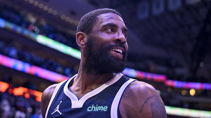 Feb 12, 2025; Dallas, Texas, USA; Dallas Mavericks guard Kyrie Irving (11) after the game between the Dallas Mavericks and the Golden State Warriors at the American Airlines Center. Mandatory Credit: Jerome Miron-Imagn Images