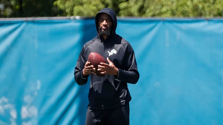 Detroit Lions cornerback Carlton Davis III (23) watches practice during OTAs at Detroit Lions headquarters 