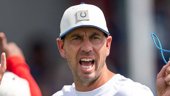 Indianapolis Colts head coach Shane Steichen yells directions to his team