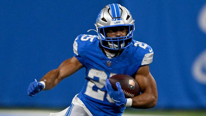 Aug 22, 2026; Detroit, Michigan, USA; Detroit Lions running back Jacob Saylors (25) runs the ball against the Washington Commanders in the second quarter at Ford Field. Mandatory Credit: Lon Horwedel-Imagn Images Aug 22, 2026; Detroit, Michigan, USA; Detroit Lions running back Jacob Saylors (25) runs the ball against the Washington Commanders in the second quarter at Ford Field. Mandatory Credit: Lon Horwedel-Imagn Images