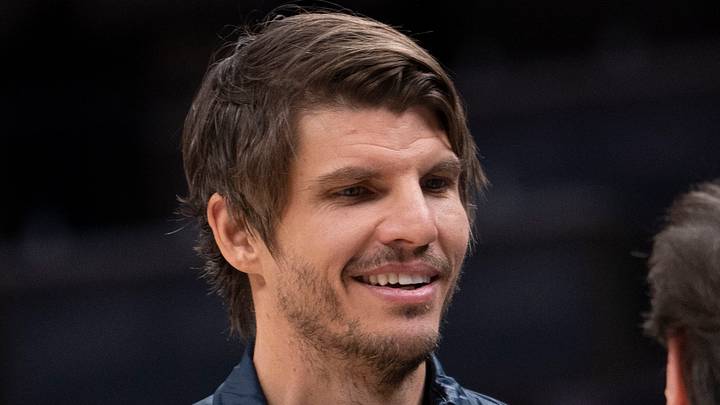 Dec 27, 2022; Indianapolis, Indiana, USA; Atlanta Hawk former player Kyle Korver looks on before the gam at Gainbridge Fieldhouse. Mandatory Credit: Armond Feffer-USA TODAY Sports Dec 27, 2022; Indianapolis, Indiana, USA; Atlanta Hawk former player Kyle Korver looks on before the gam at Gainbridge Fieldhouse. Mandatory Credit: Armond Feffer-USA TODAY Sports